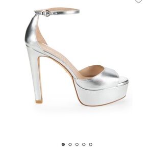 NIB Stuart Weitzman Disco Metallic Leather Silver Platform Heels - 9m (39.5)